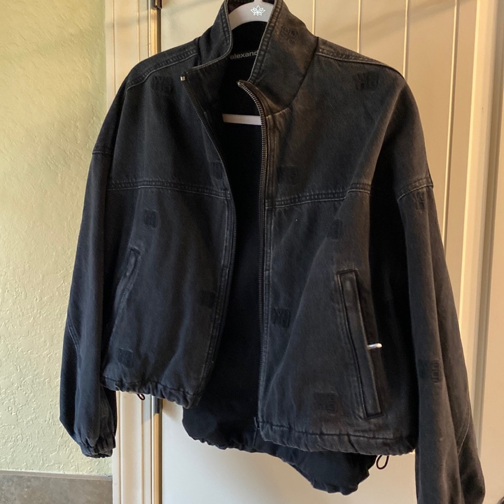 Alexander Wang Washed Black Cropped Jean Jacket
